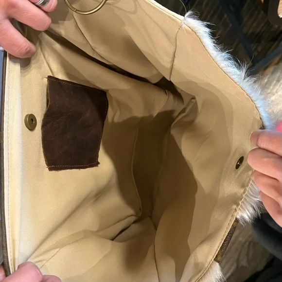 Stylish Beige and Brown Fringe Shoulder Bag - Picture 9 of 13